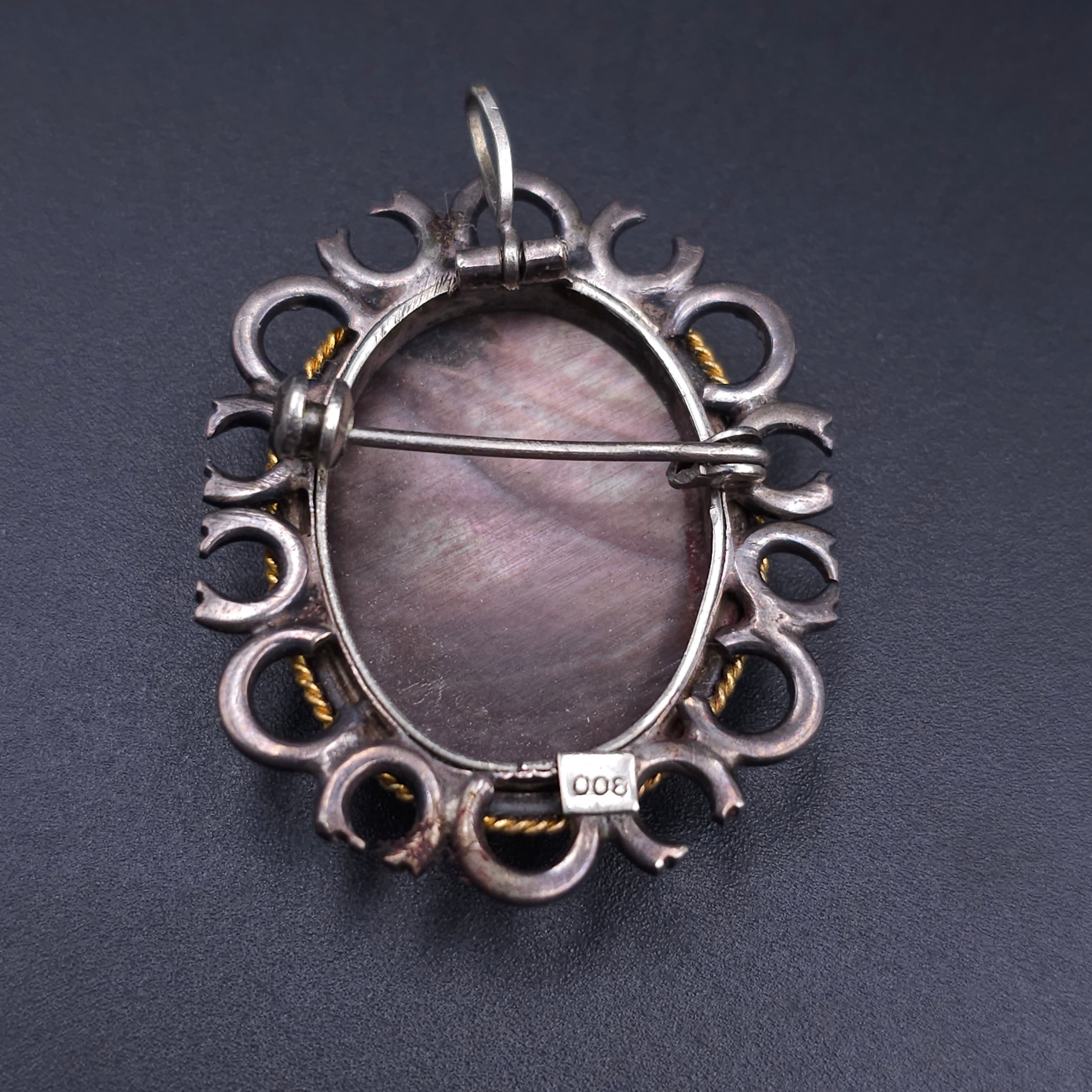 Silver three graces cameo brooch/pendant