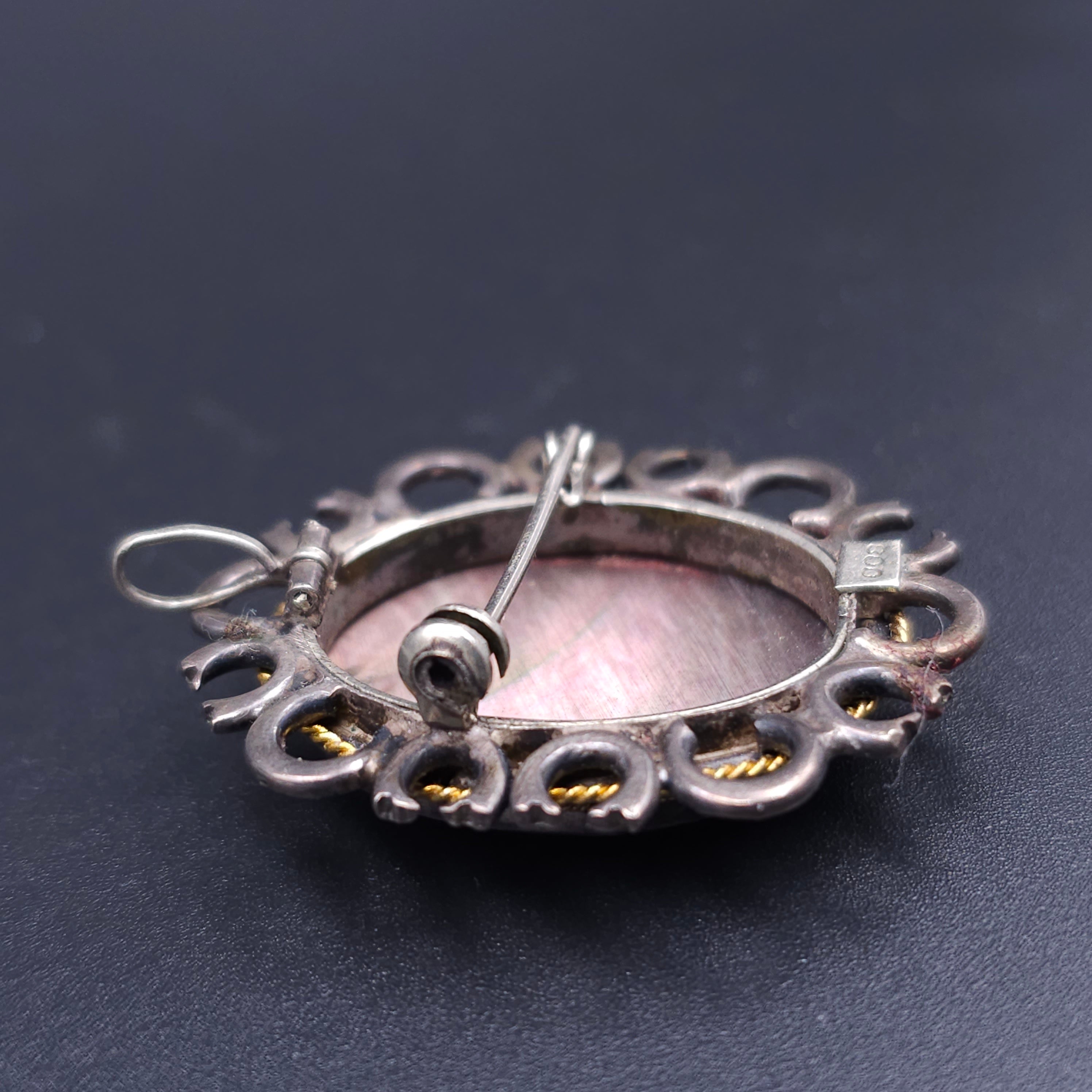 Silver three graces cameo brooch/pendant