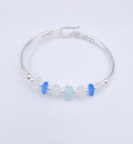 Sea glass and sterling silver bead bracelet