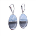Oval silver bezel set earrings with Owyhee Opal gemstones