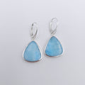 Bezel set Larimar sterling silver earrings