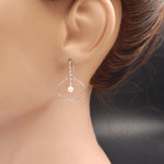 Wide teardrop sterling silver earrings with fresh water pearls