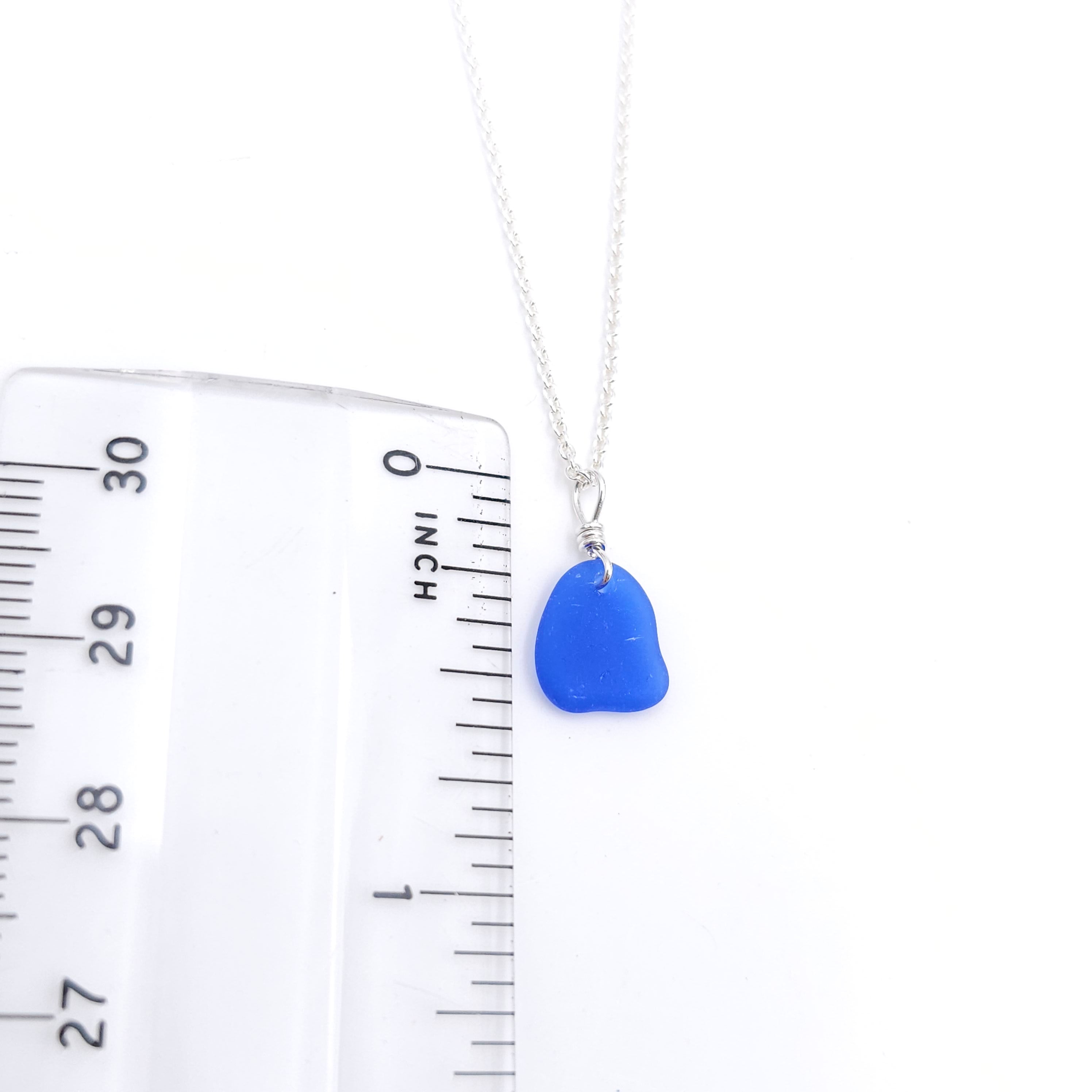 Tiny genuine blue sea glass necklace