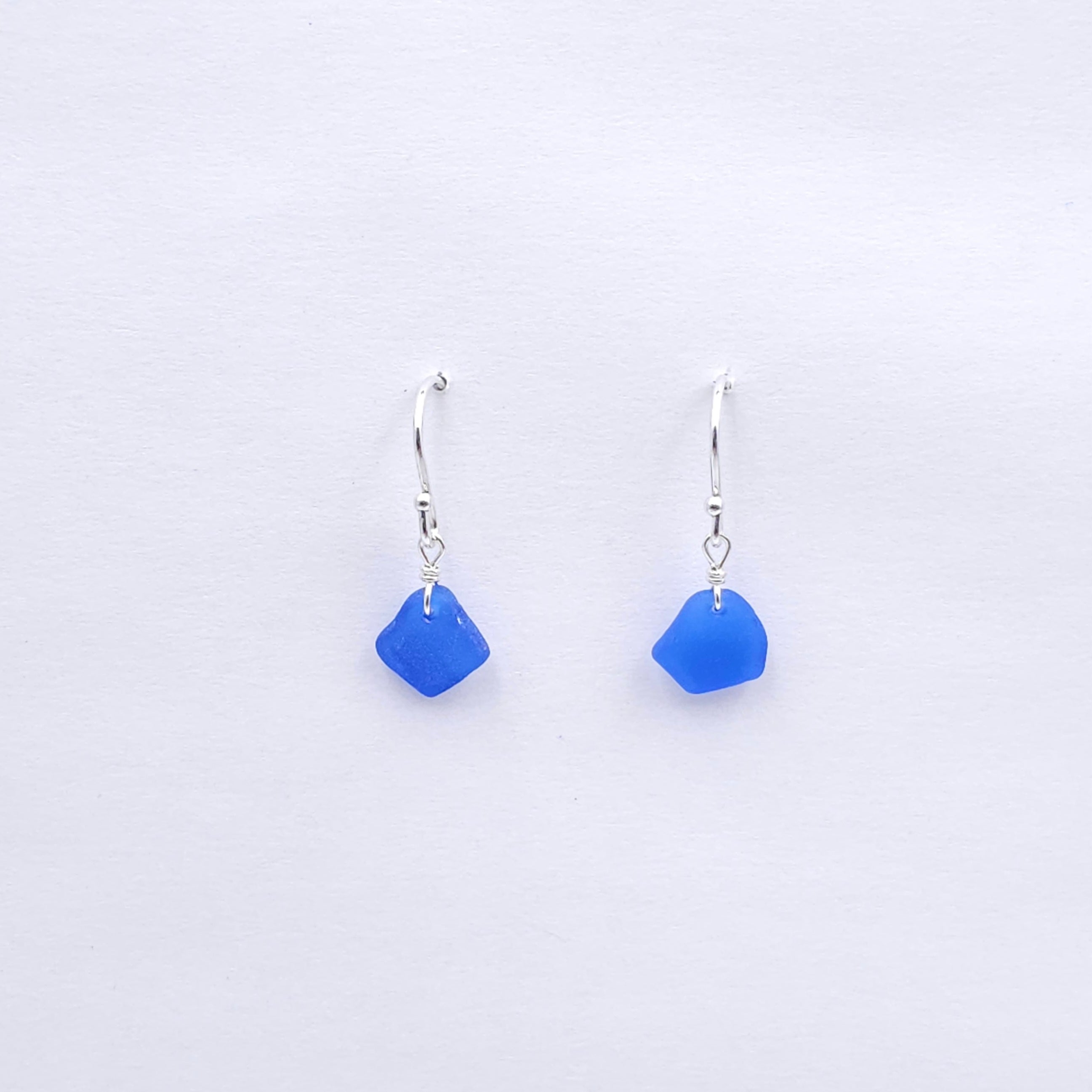 Genuine blue sea glass earrings