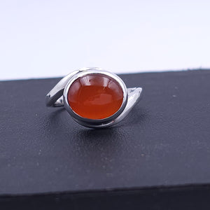 Sterling silver bezel set carnelian ring