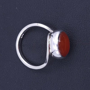 Sterling silver bezel set carnelian ring