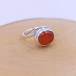 Sterling silver bezel set carnelian ring