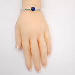 Sterling silver Lapis cuff bracelet with 14k gold accents