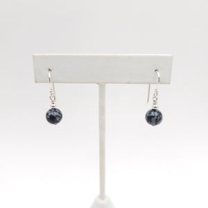 Snowflake obsidian sterling silver earrings