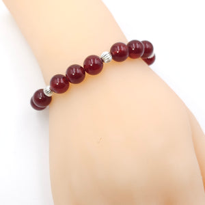 Round Carnelian and silver beaded bracelet