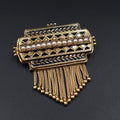 14k Vintage enamel and pearl brooch