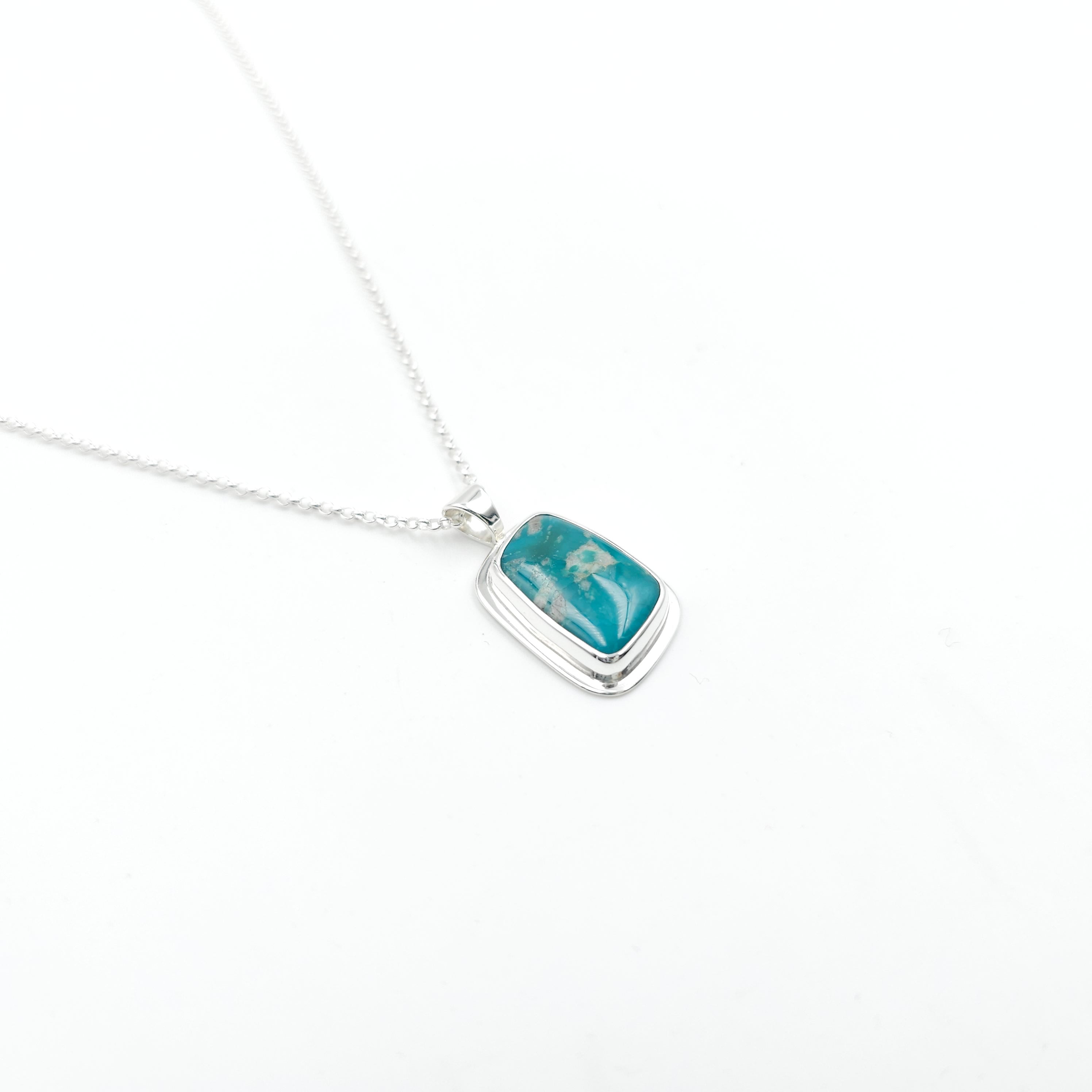 rectangle shaped bezel set turquoise pendant
