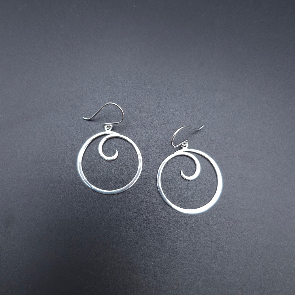 Sterling silver spiral dangle earrings