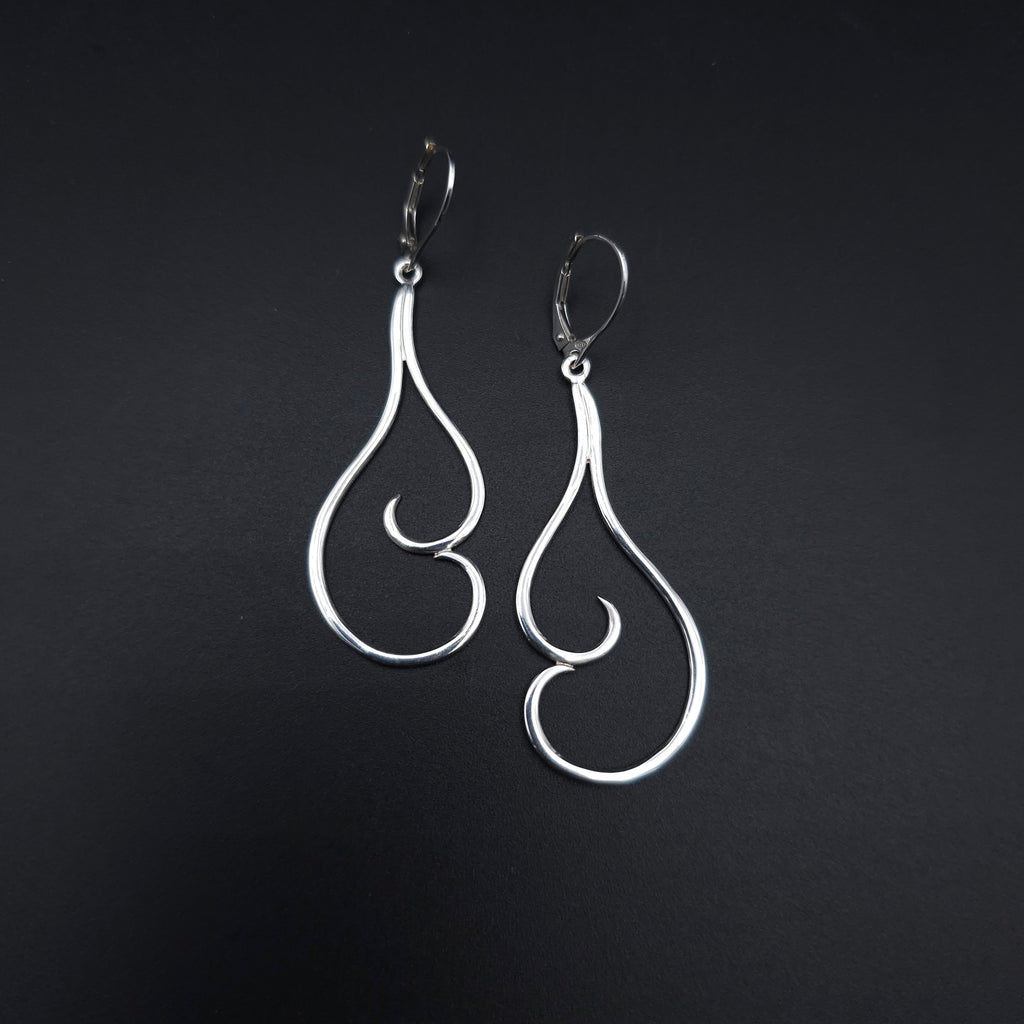 Double swirl sterling silver earrings