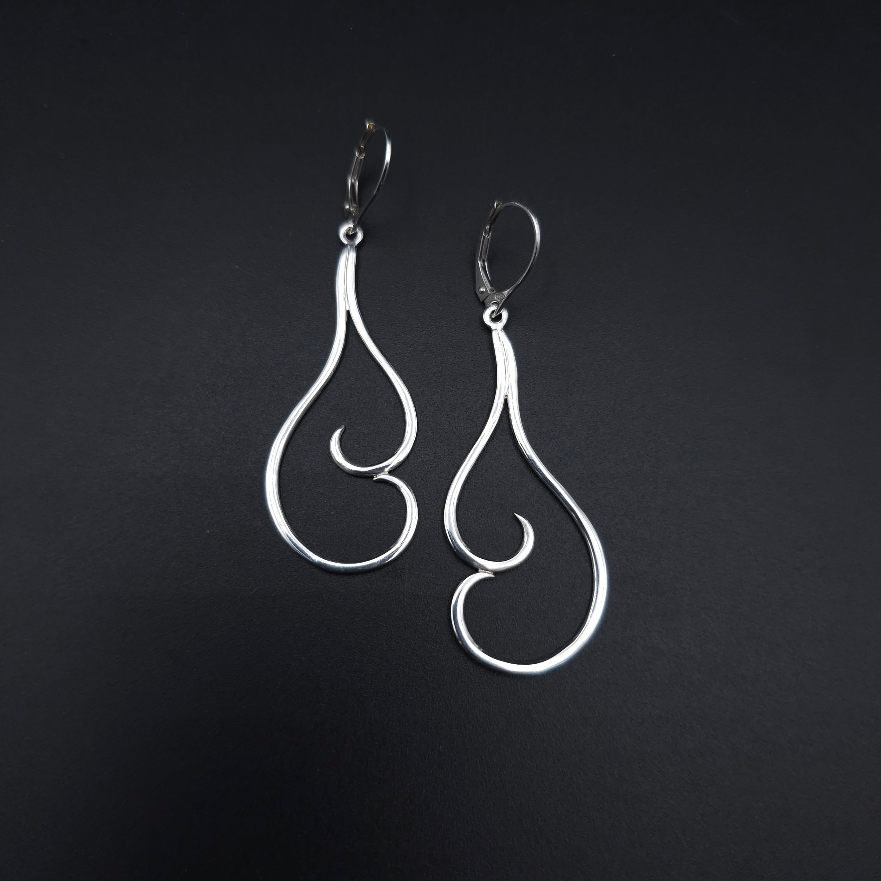 Double swirl sterling silver earrings