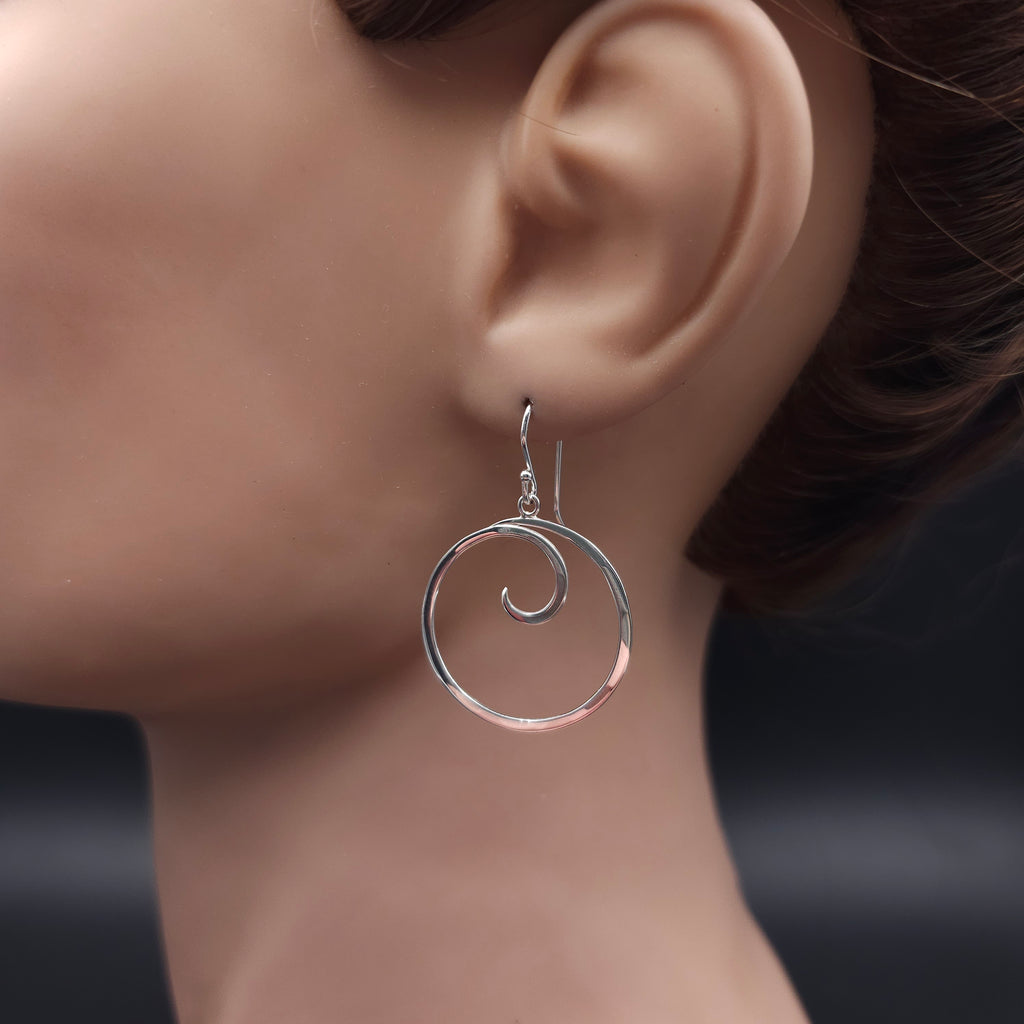 Sterling silver spiral dangle earrings