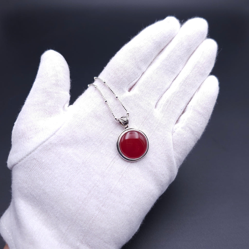 Sterling silver bezel set Carnelian necklace