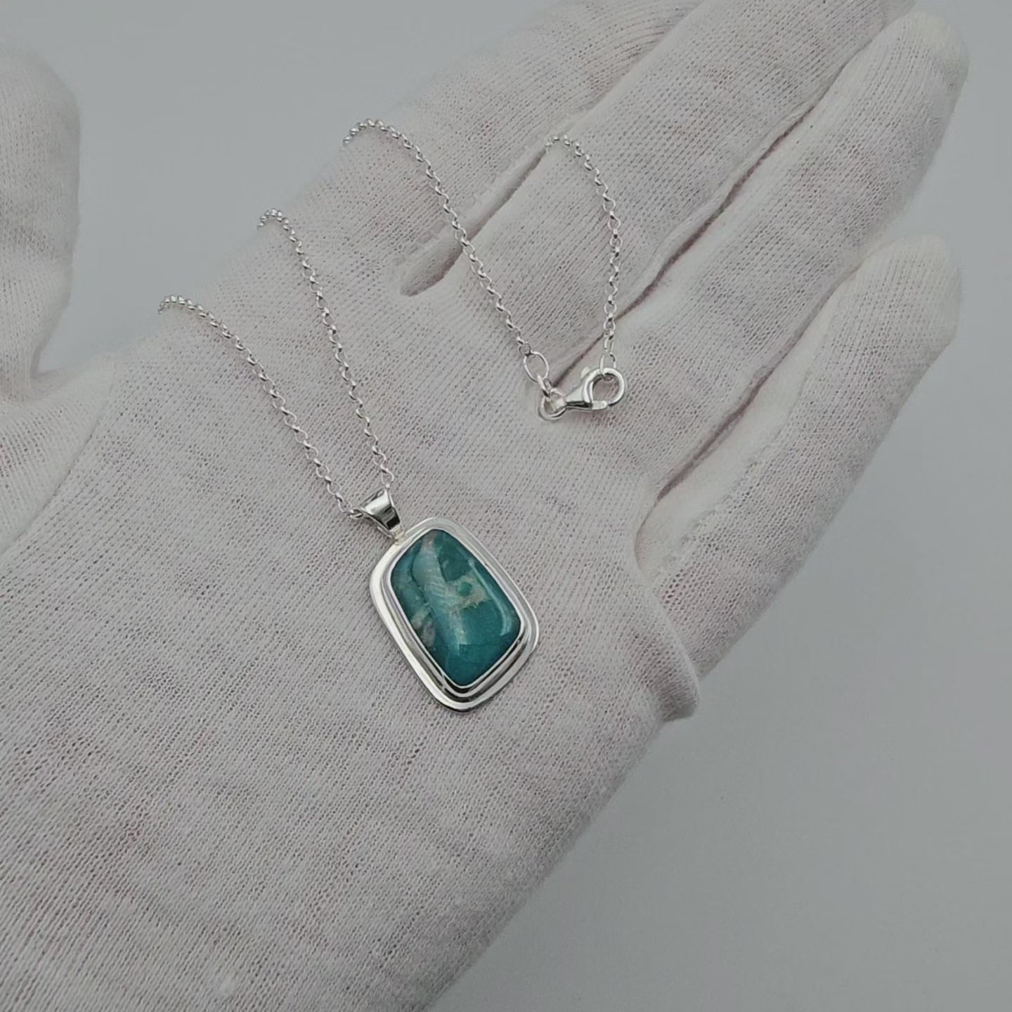 Turquoise sterling silver bezel set necklace