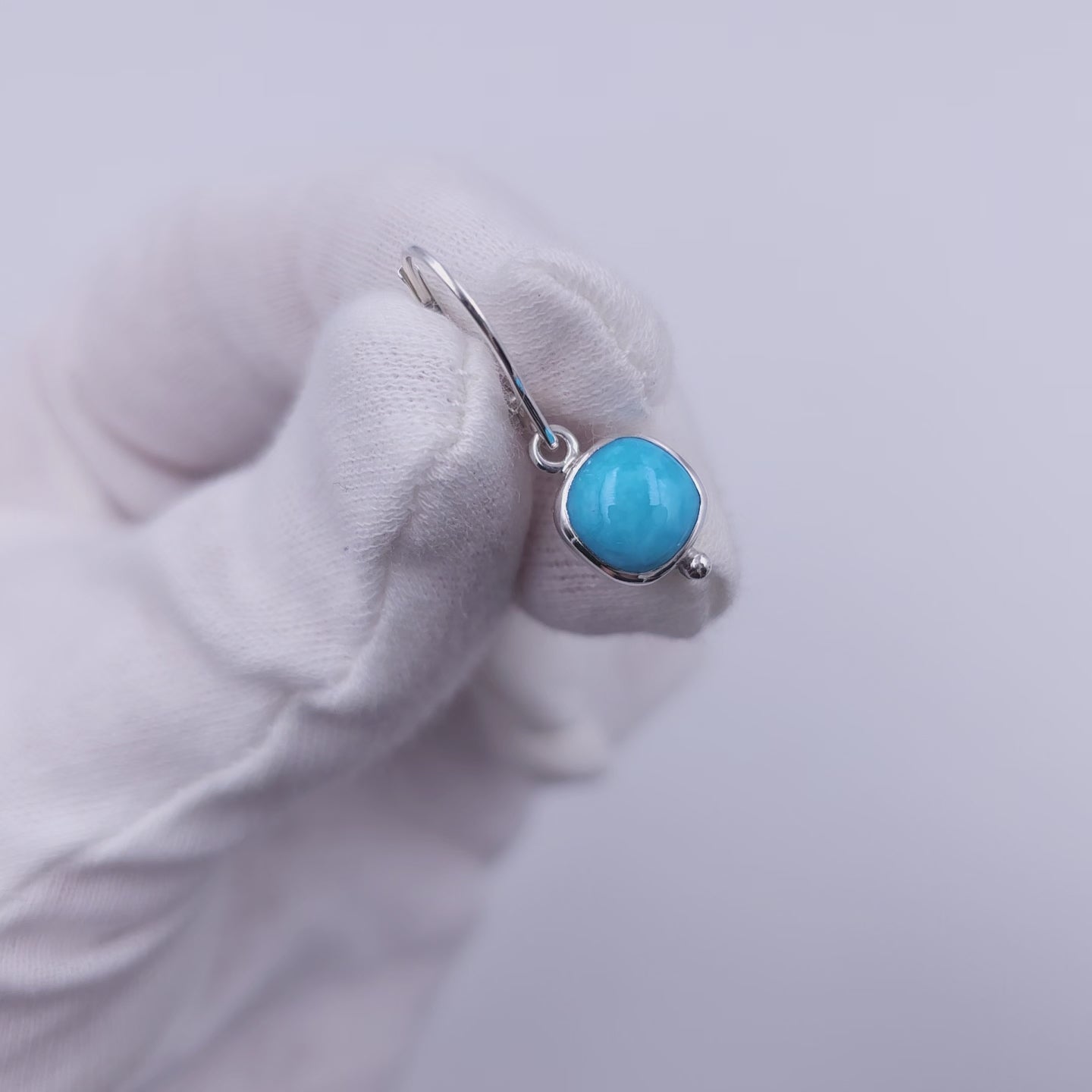 Square turquoise dainty dangle earrings