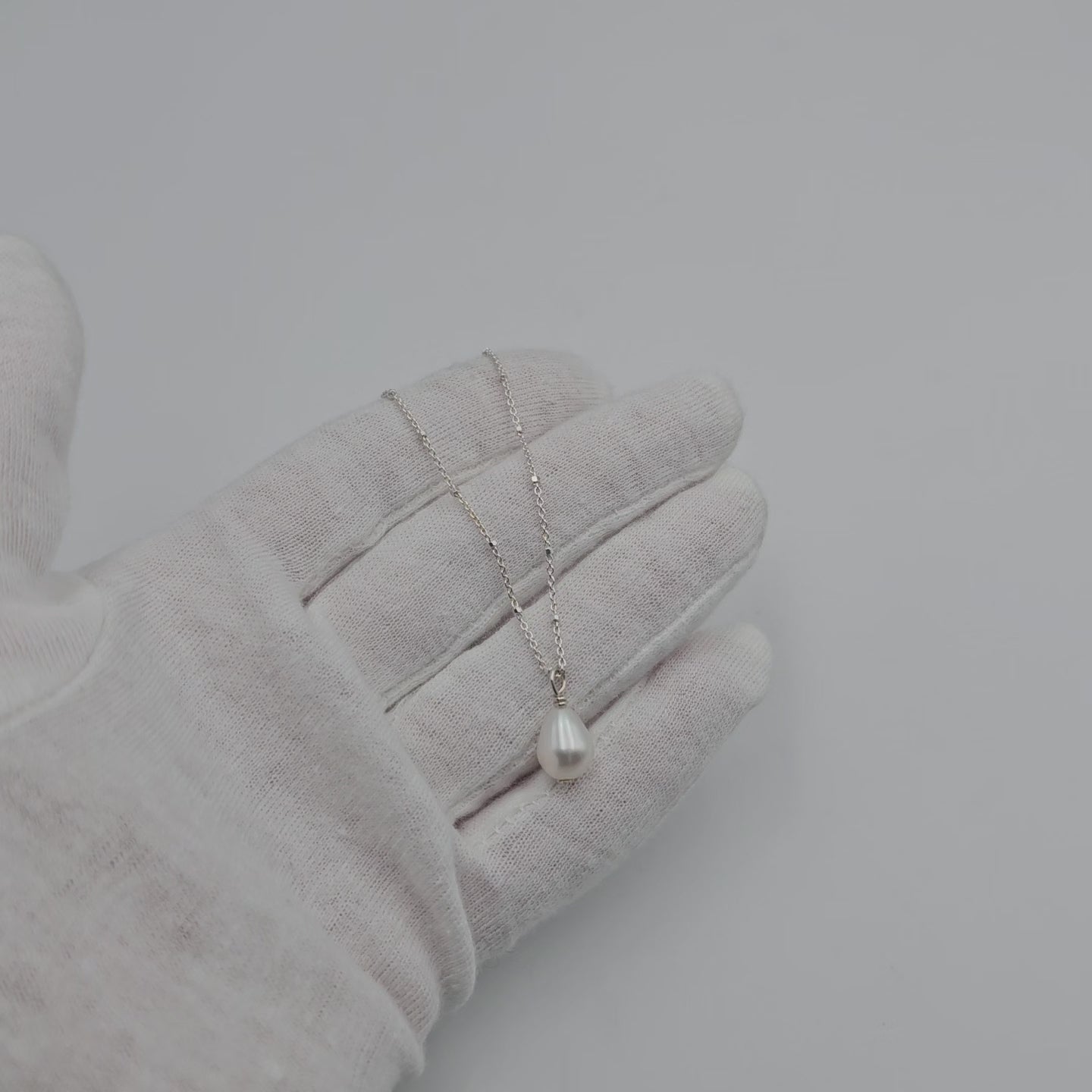 Teardrop freshwater pearl sterling silver necklace