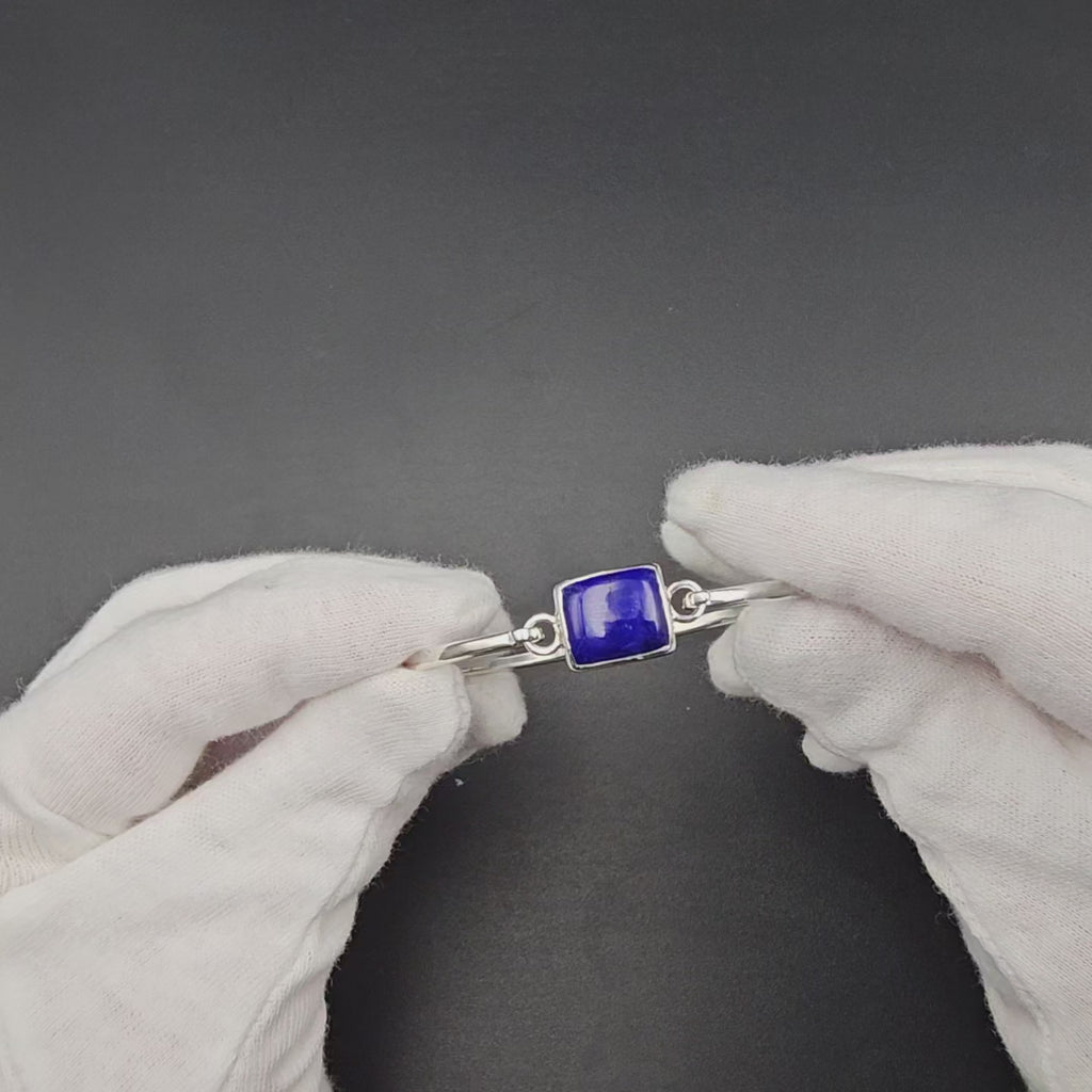 Lapis lazuli hook on style sterling silver bracelet