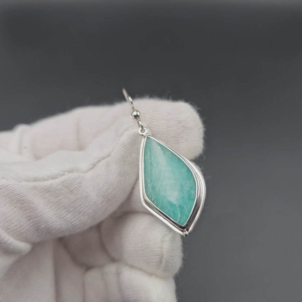 Video showing front and back of amazonite earrings