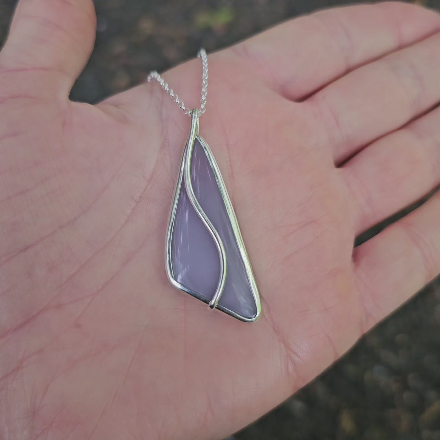 Yttrium Flourite bezel set sterling silver necklace