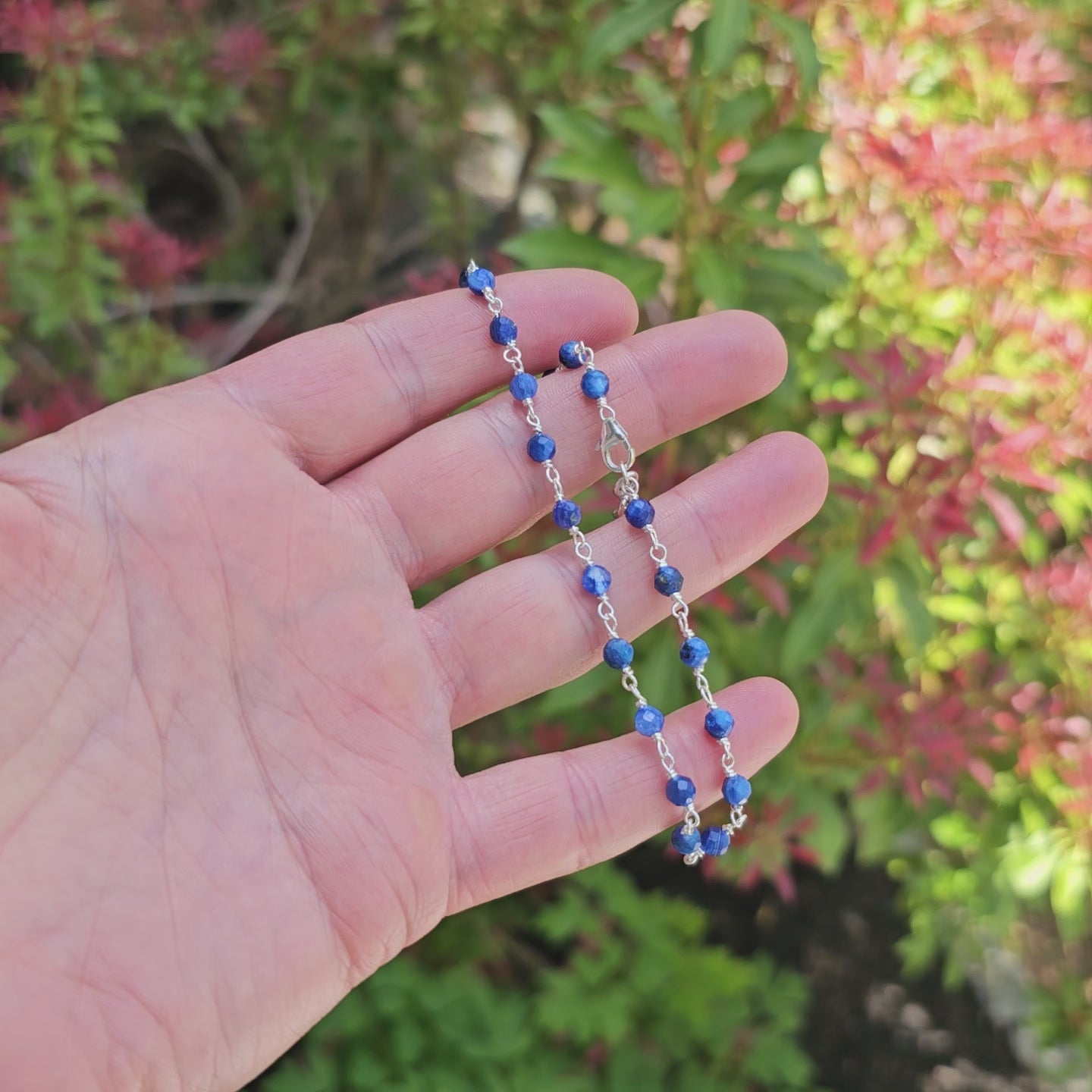 Kyanite and sterling silver anklet