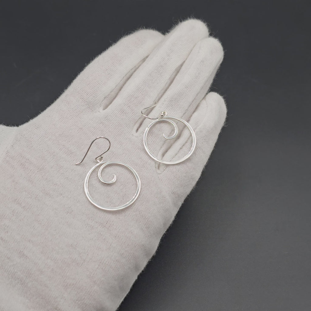 Sterling silver spiral dangle earrings