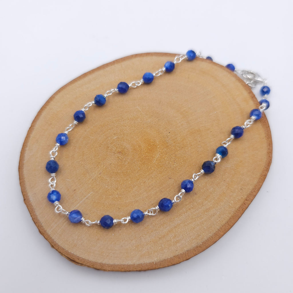 Kyanite and sterling silver anklet