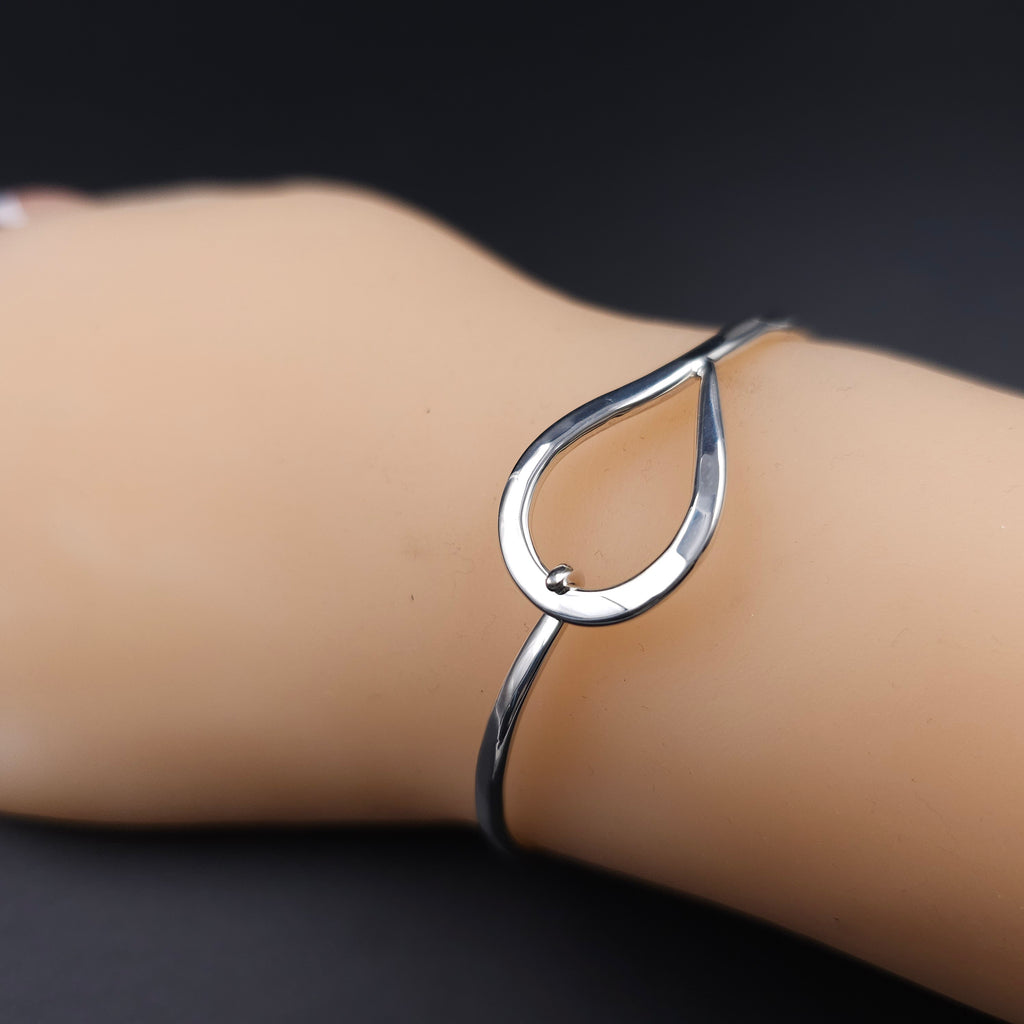 Sterling silver teardrop hook on bracelet