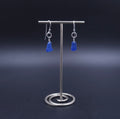 Cobalt blue sea glass sterling silver earrings with silver circle accents