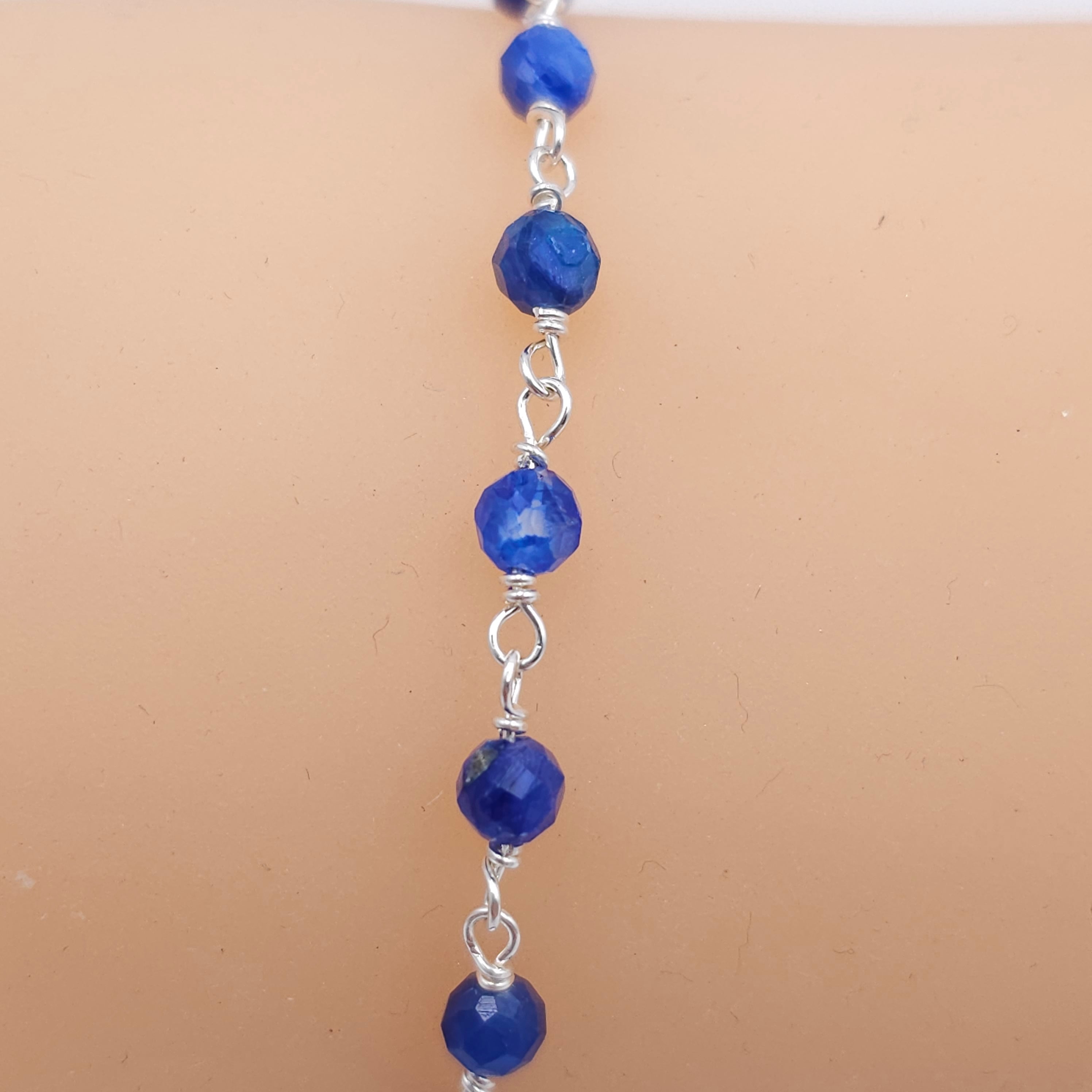 Kyanite and sterling silver anklet