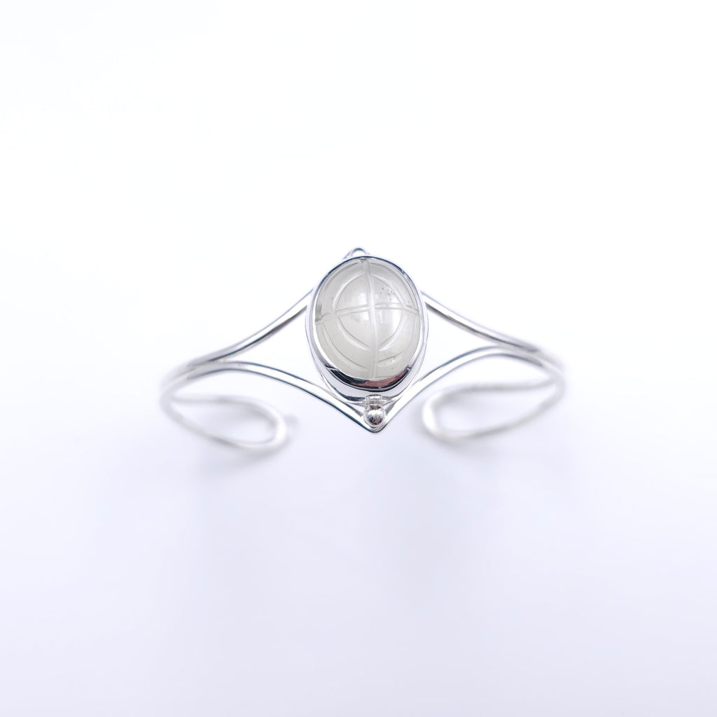 Carved moonstone sterling silver cuff bracelet