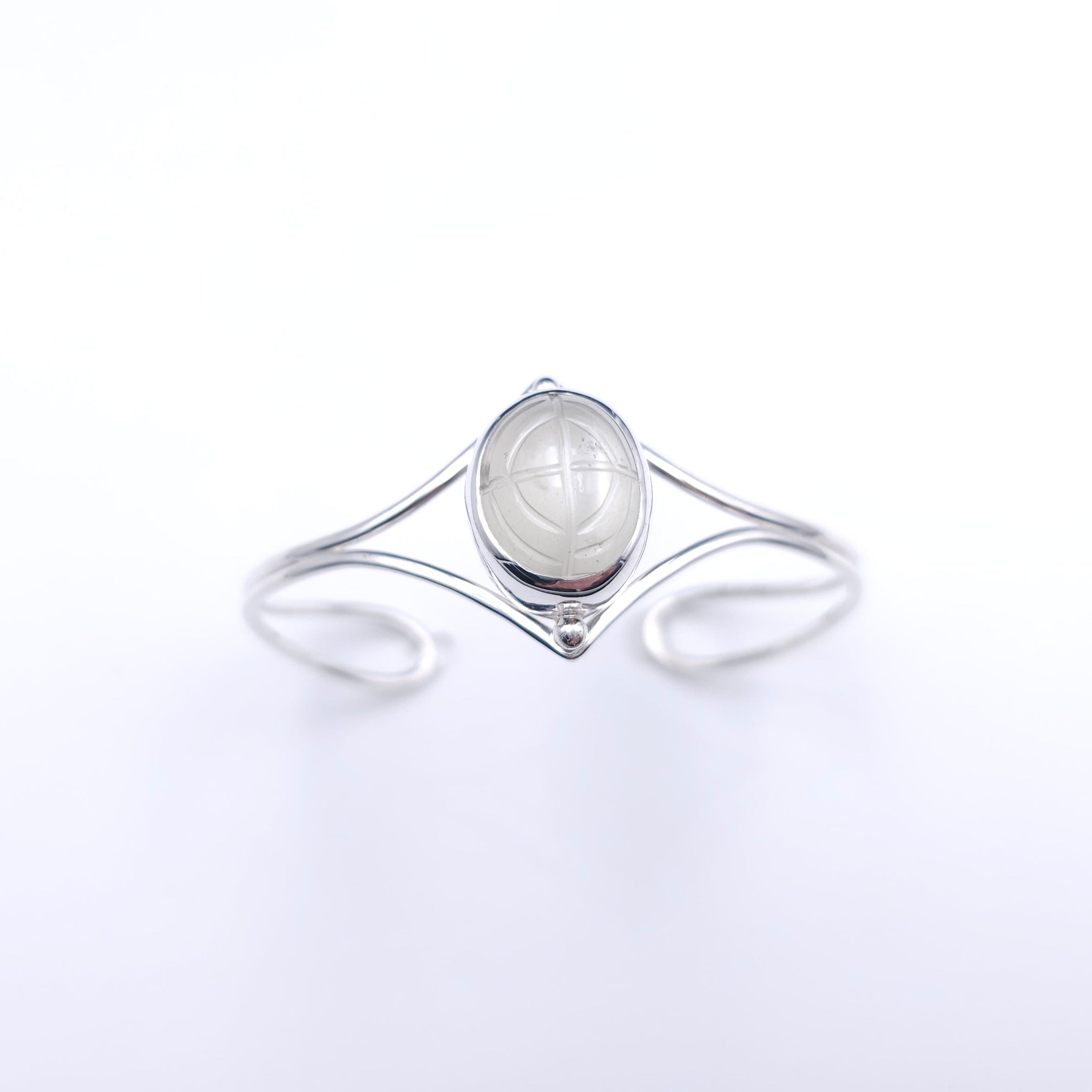Carved moonstone sterling silver cuff bracelet