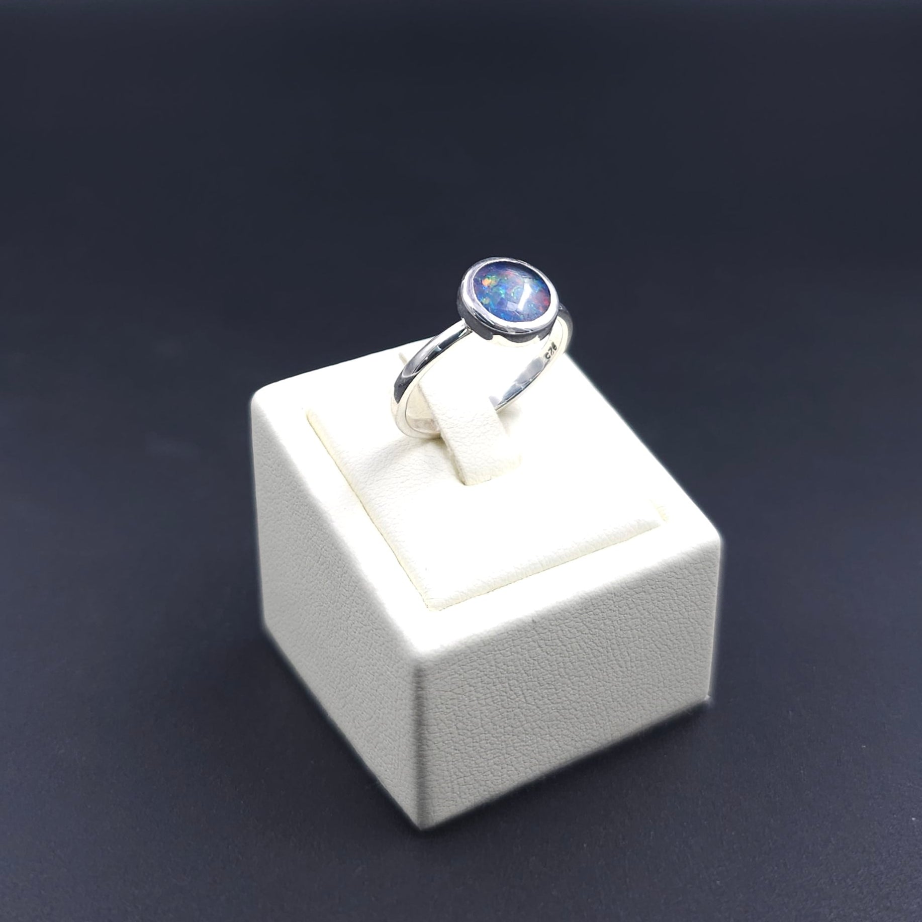 Opal triplet sterling silver ring