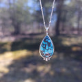 Teardrop shaped bezel set turquoise necklace