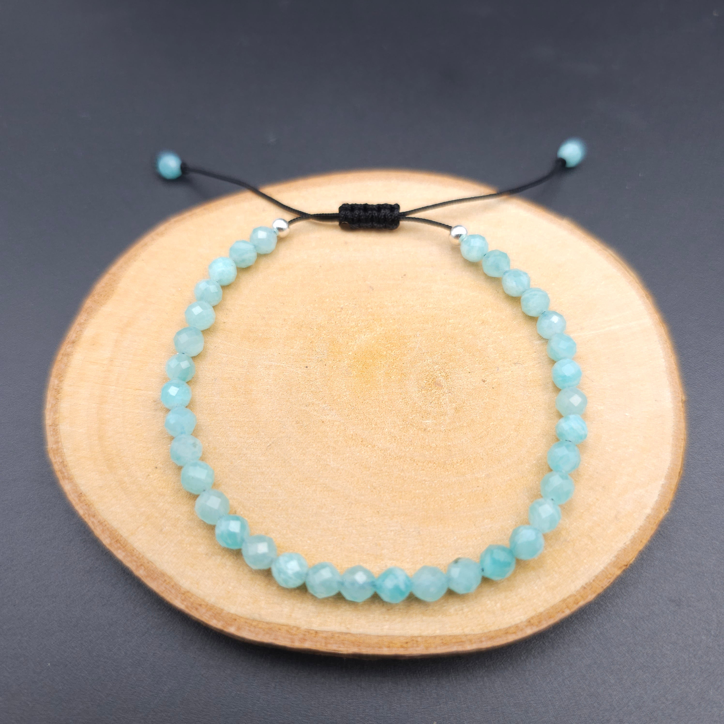 Faceted amazonite adjustable cord bracelet