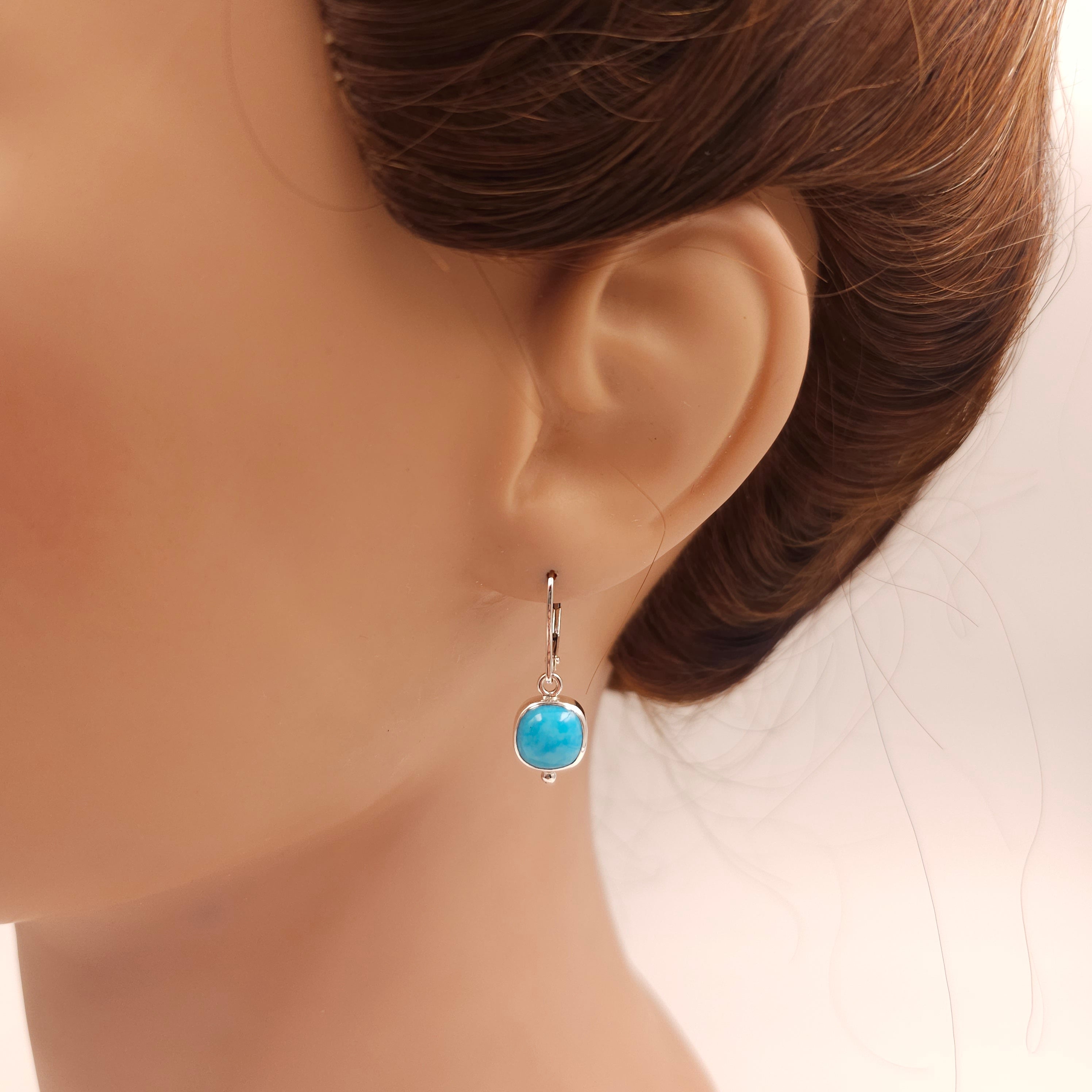 Square turquoise dainty dangle earrings