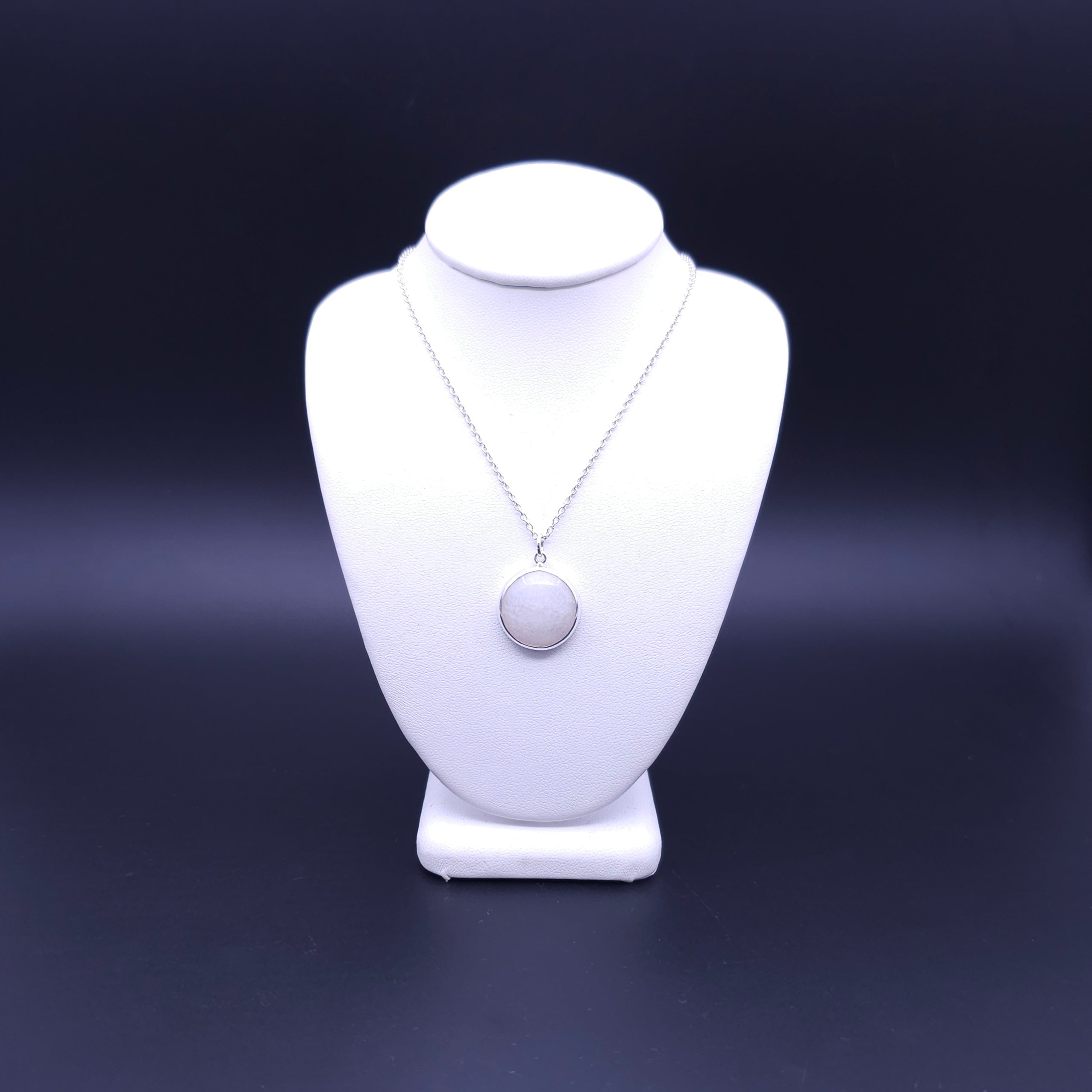 Full moon necklace- quartz and sterling silver