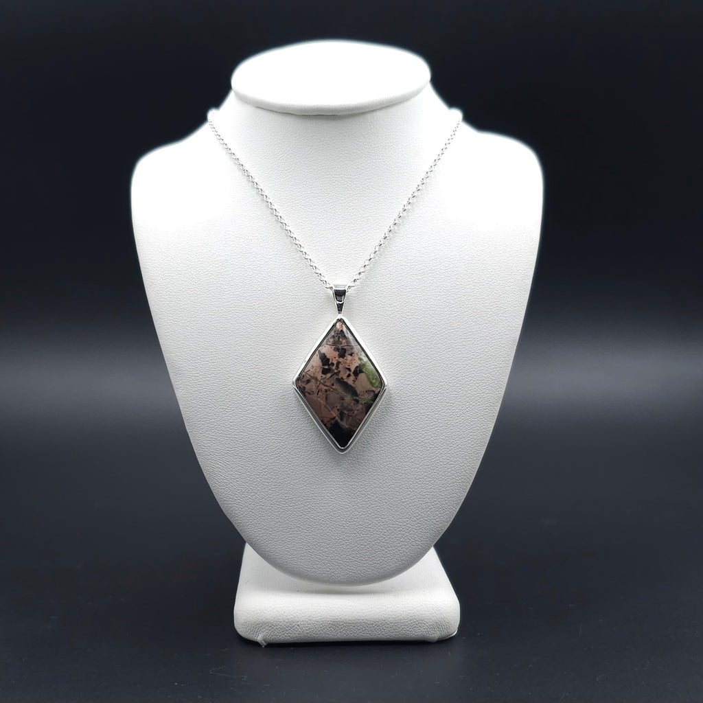 Diamond shaped bezel set sterling silver necklace