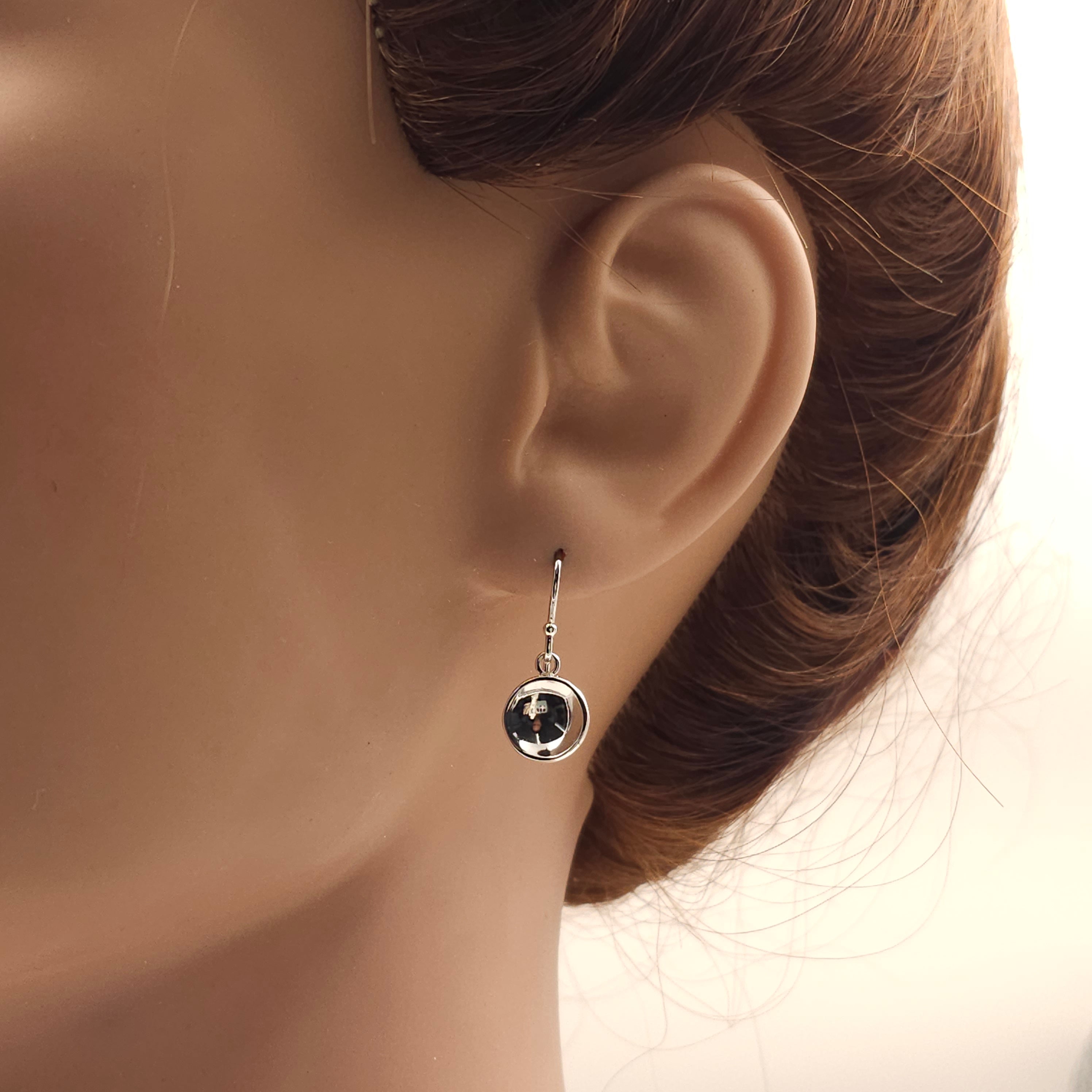 Shiny silver circle disc earrings