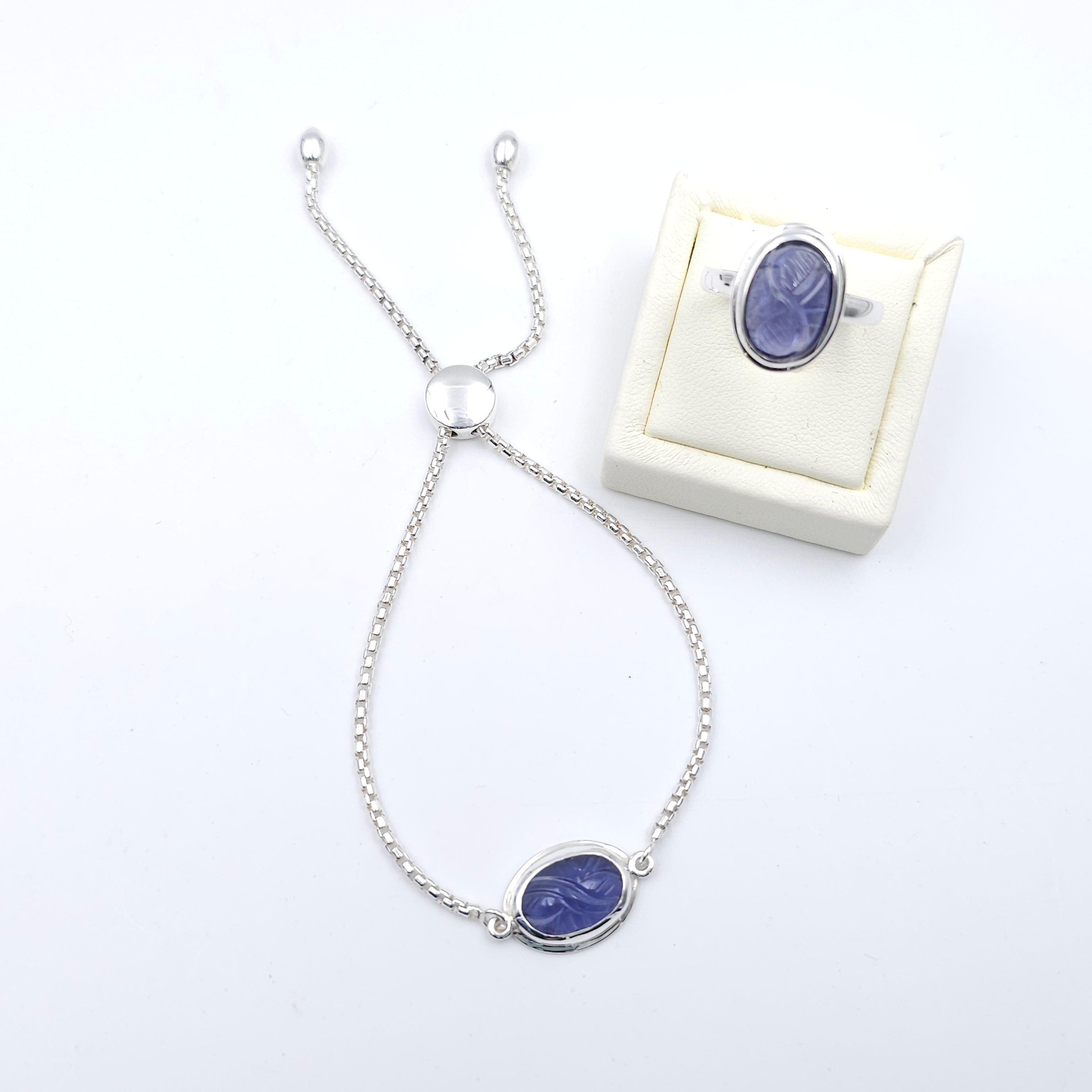 Iolite sterling silver adjustable slider bracelet