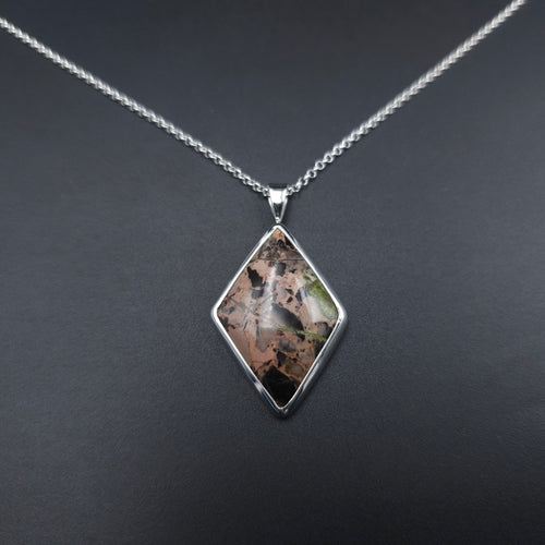 Diamond shaped bezel set sterling silver necklace