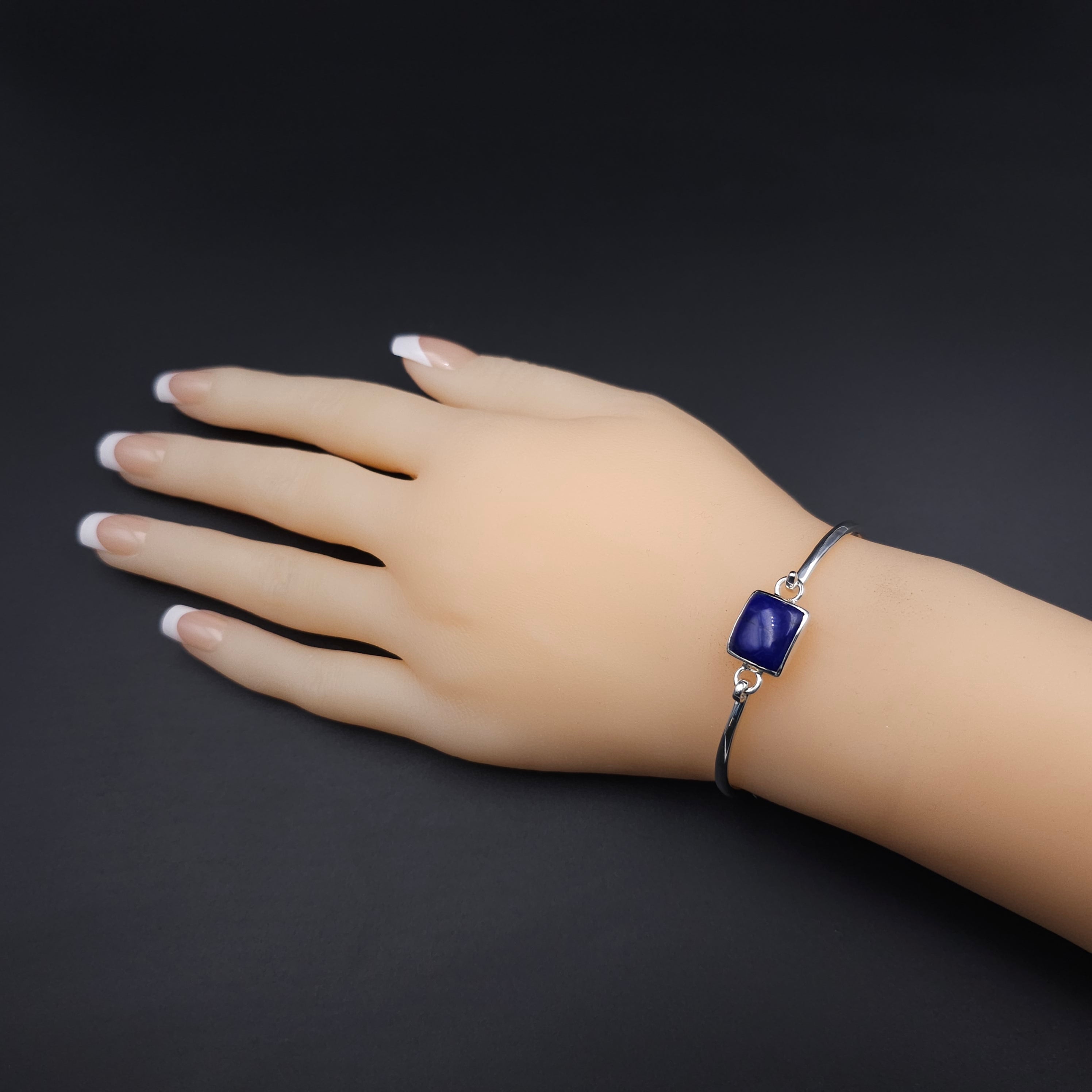 Lapis lazuli hook on style sterling silver bracelet