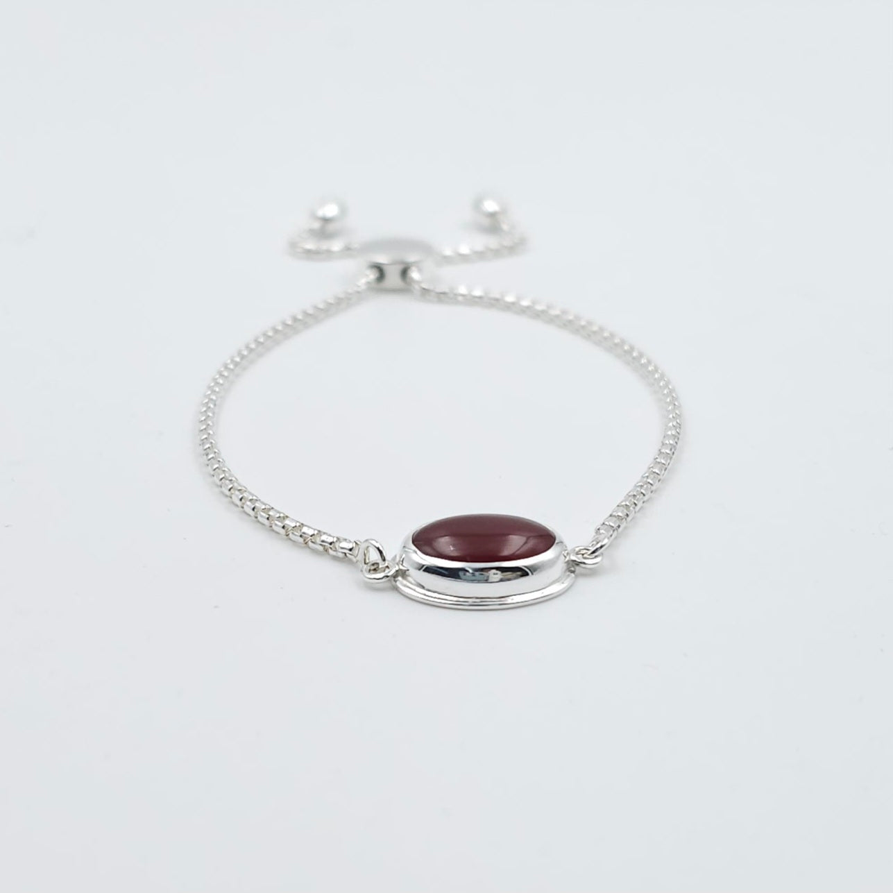 Carnelian sterling silver adjustable slider bracelet
