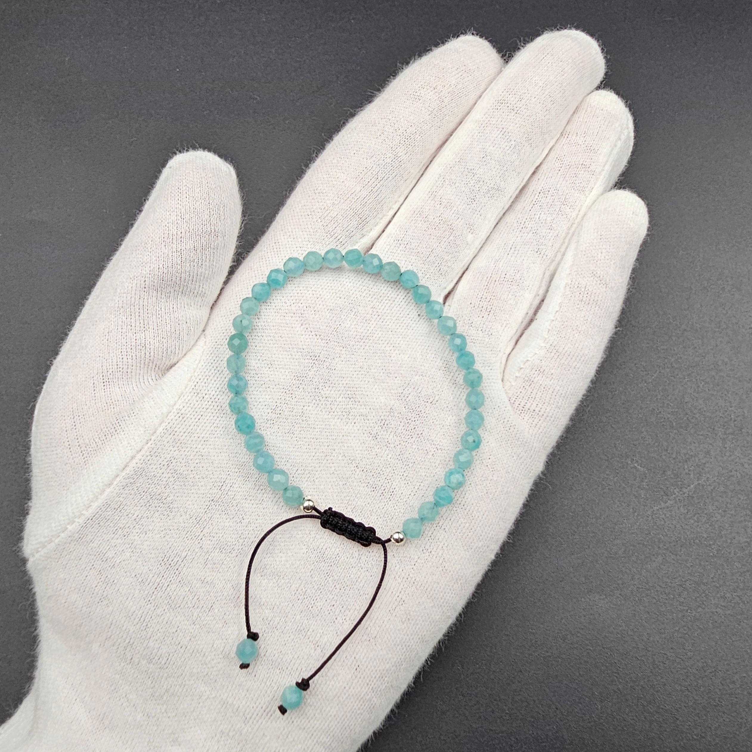 Faceted amazonite adjustable cord bracelet