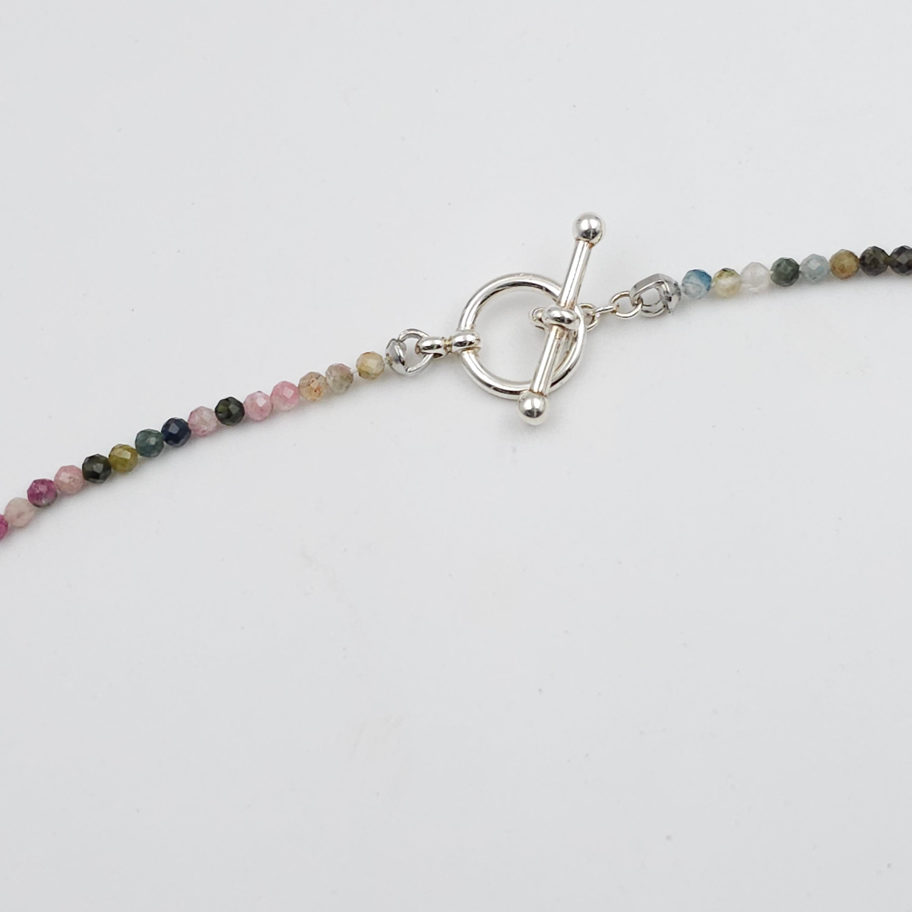 Faceted tourmaline multi-color beaded necklace