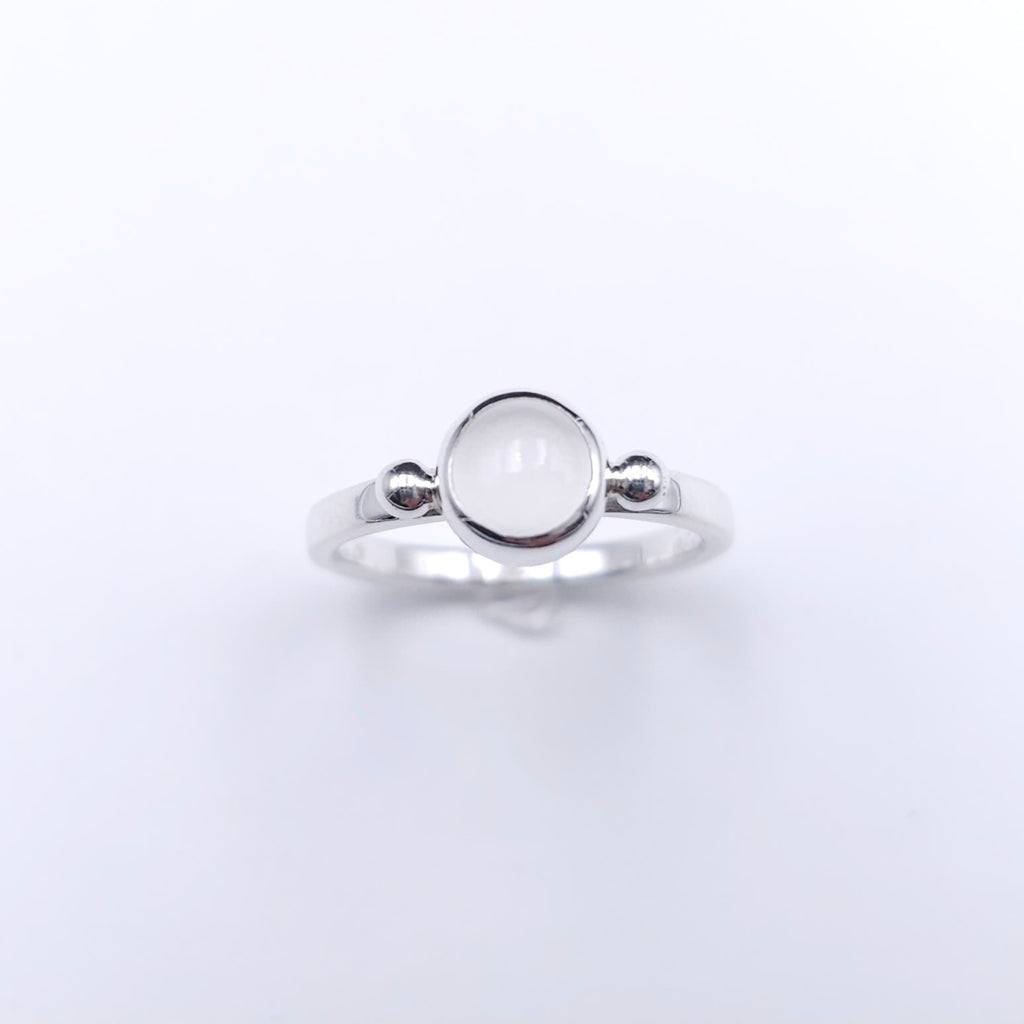 Sterling silver petite round moonstone ring