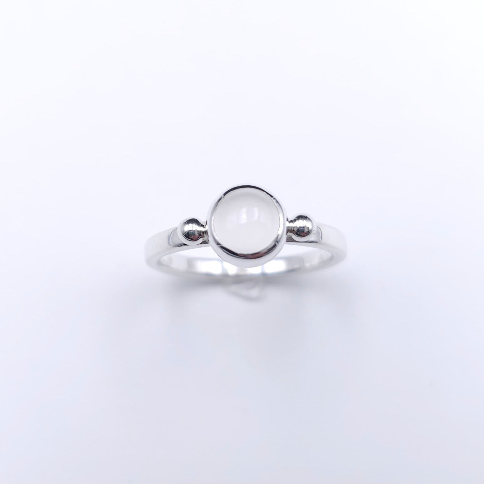 Sterling silver petite round moonstone ring